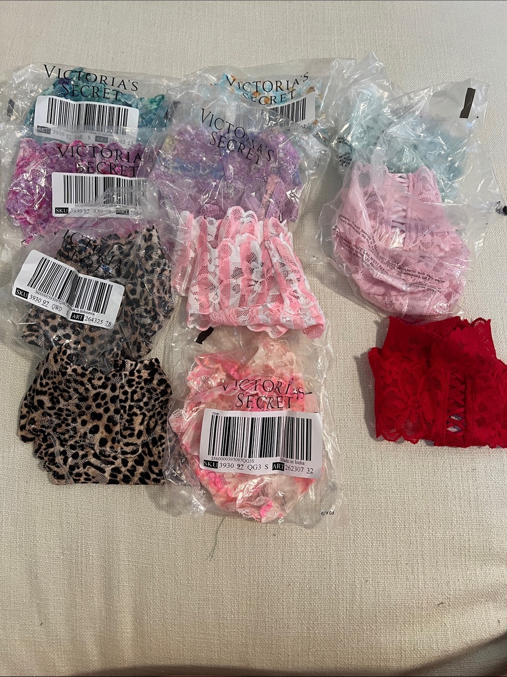 Victoria's Secret Lace Thong Set  - Pink, Red, Purple, Leopard, Aqua size S